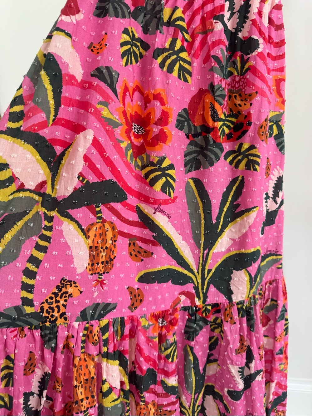 NWT FARM Rio Leopard Forrest Pink Midi Dress Size M - Picture 3 of 11